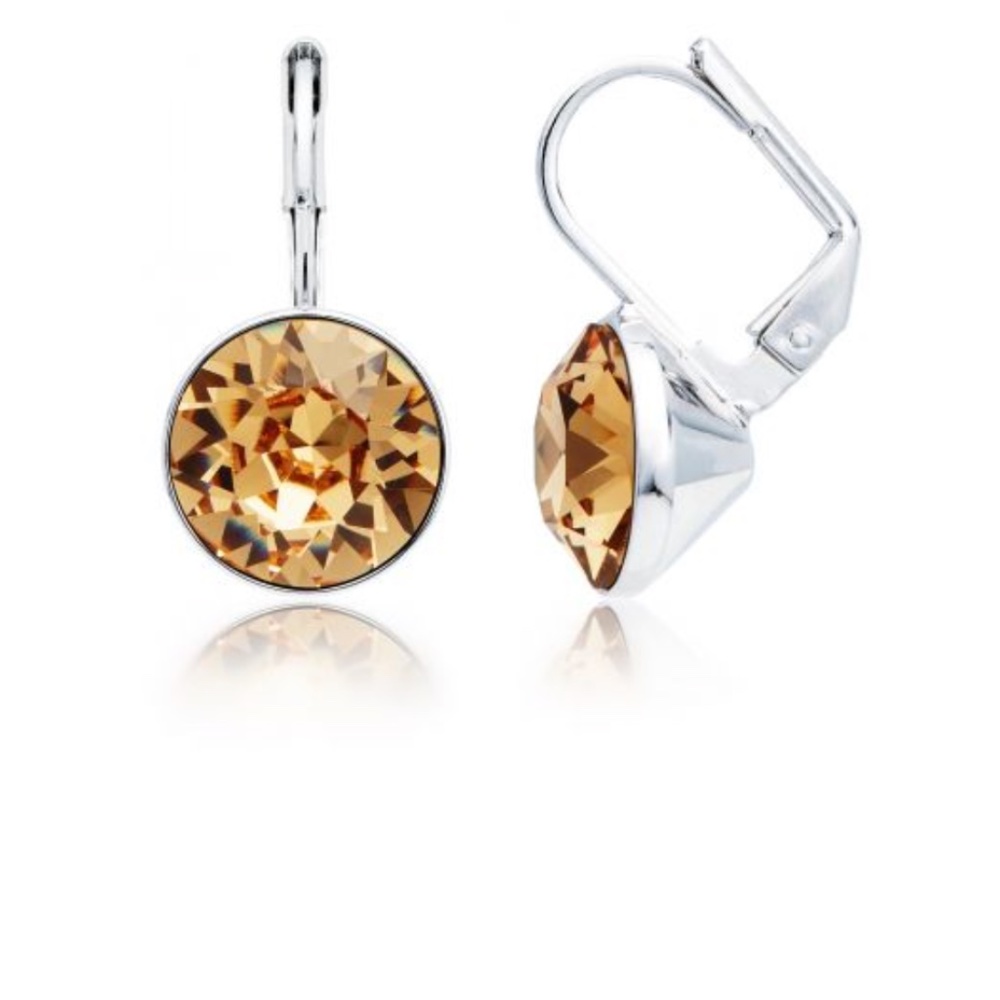 Bella Earrings with 4 Carat Light Colorado Topaz Crystals Rhodium Plated